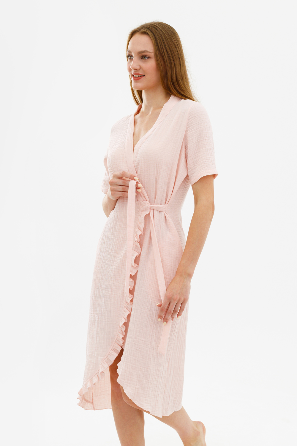 Платье с рюшей «Розовый налив»