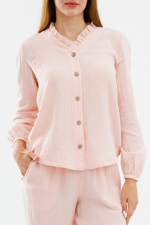 Рубашка с рюшей «Розовый налив»