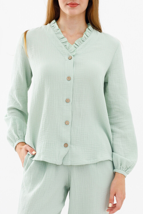 Рубашка с рюшей «Травяной чай»