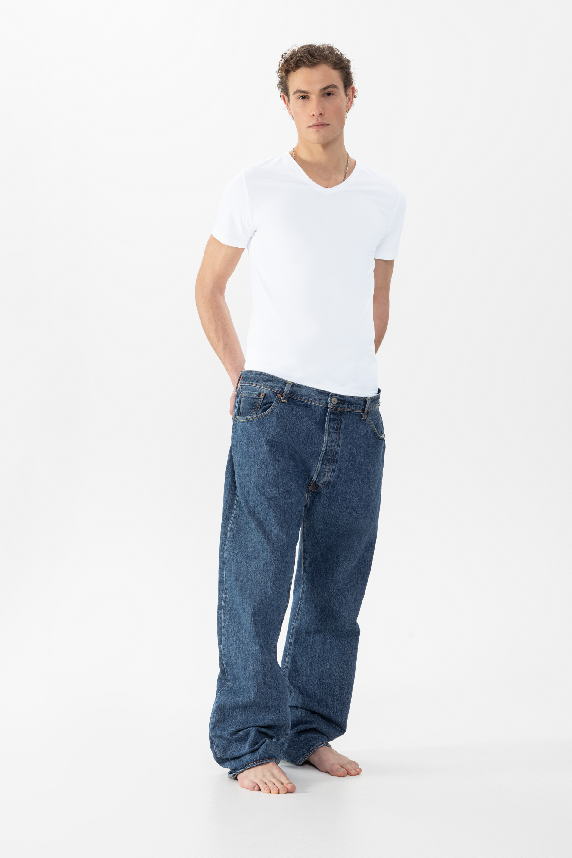 MEY (Comfort cotton) Mужская футболка-подрубашник «White»