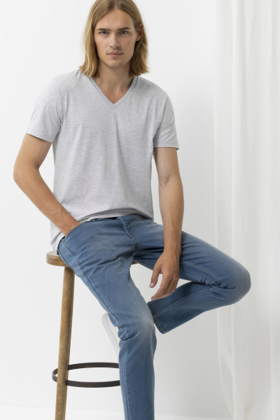 MEY (Dry Cotton) Футболка с V вырезом «Light grey melange»